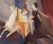 Marie Laurencin trick rider and his assistant oil painting